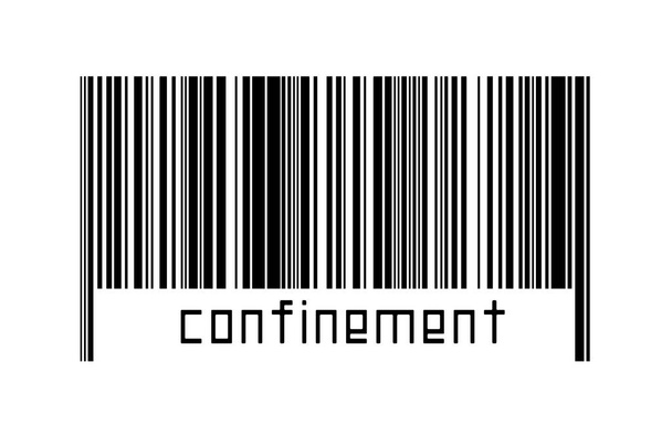 Čárový kód na bílém pozadí s nápisem uvěznění níže. Koncepce obchodování a globalizace - Fotografie, Obrázek