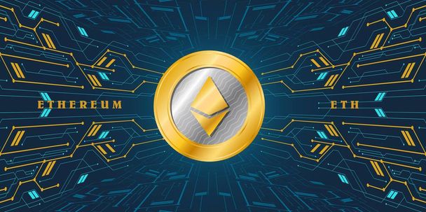 ethereum virtual currency images on a digital background. 3d illustrations. - Photo, Image