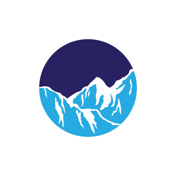 montaña azul con nieve logo diseño vector gráfico símbolo icono signo ilustración idea creativa - Vector, Imagen