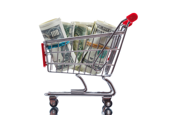 Market cart with money - Fotografie, Obrázek