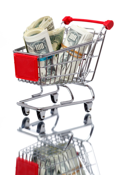 Market cart with money - Zdjęcie, obraz