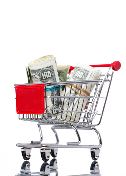 Market cart with money - Фото, изображение