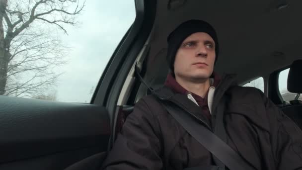 Man Rides In The Car Slow Motion - Footage, Video