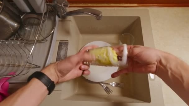 A Man Washing Glasses - Footage, Video