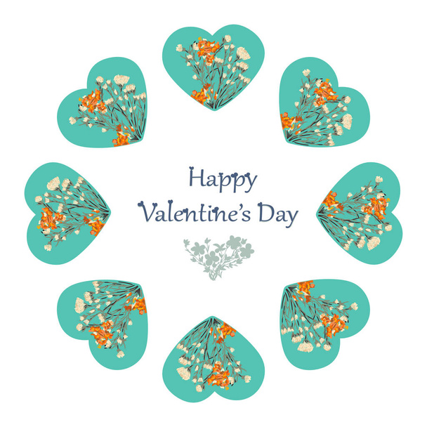 valentines day lettering hearts and flowers greeting card background - Photo, Image