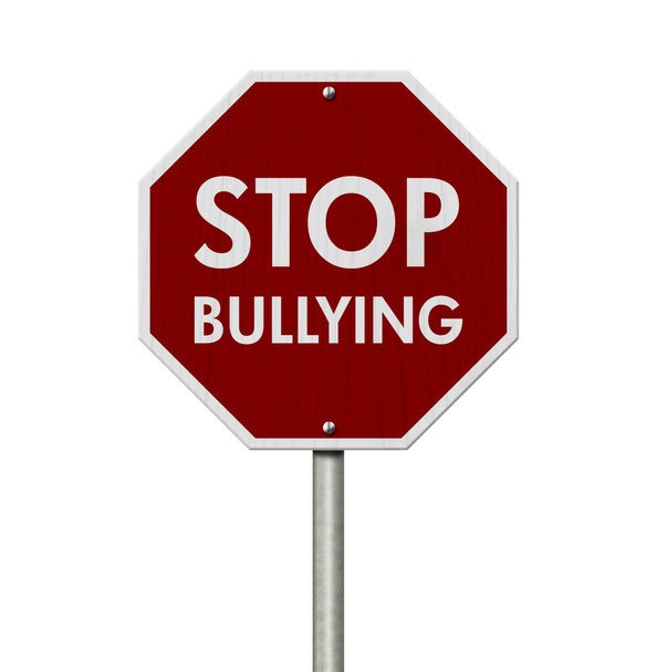 Stop Bullying Panneau stop rouge et blanc isolé sur blanc  - Photo, image