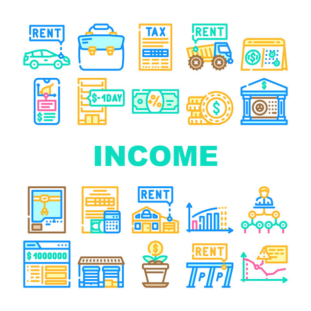 Passive Income Finance Earning Icons Set Vector - Vetor, Imagem
