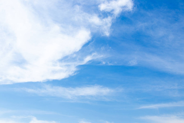 Clear blue color sky with white cloud background - Photo, Image