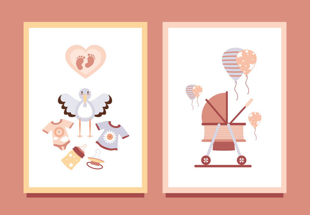 baby invitation cards - Вектор,изображение