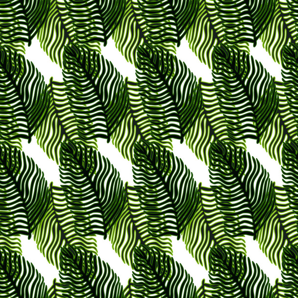 Modern palm leaf seamless pattern with hand drawn foliage print. Abstract art nature background. Vector illustration for seasonal textile prints, fabric, banners, backdrops and wallpapers. - Vector, Imagen
