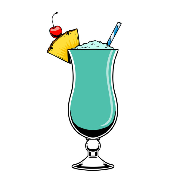 Isolado vetor de ilustração cocktail azul - Vetor, Imagem