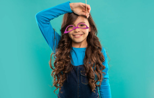 cheerful funny child with glasses. teen party-goer. party time. birthday holiday celebration - Photo, image