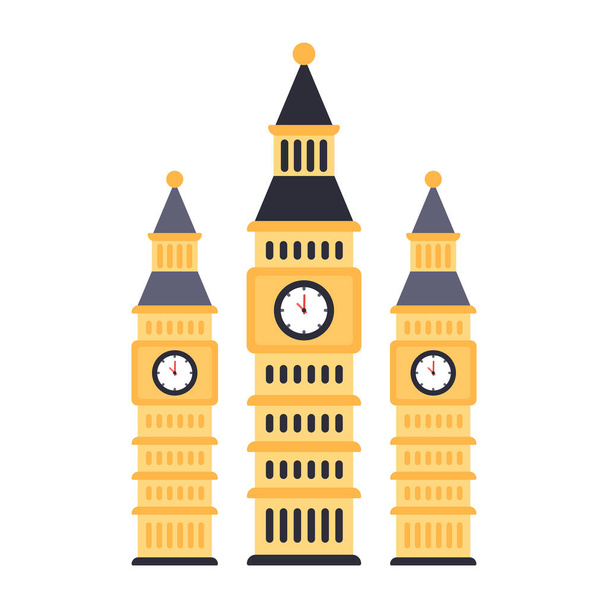 Big Ben ikona v plochém designu - Vektor, obrázek