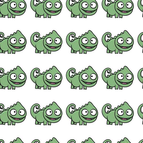 chameleon cute character pattern. Hand drawn vector illustration - Vector, Image