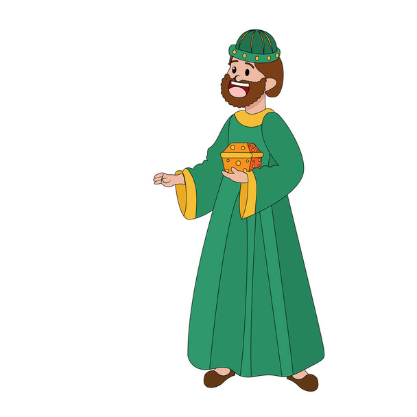 Isolated Wise Man christmas character Vector - Vecteur, image