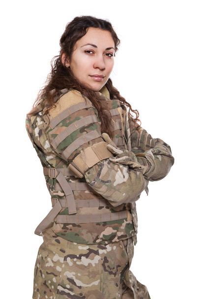 Beautiful army girl with rifle - Fotografie, Obrázek