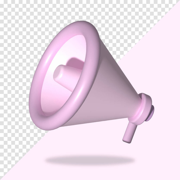 3d rendering of pink megaphone on pink background. Pink Megaphone Isolated - Photo, Image