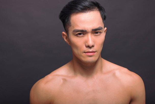 Closeup asian handsome young man face  - Foto, afbeelding