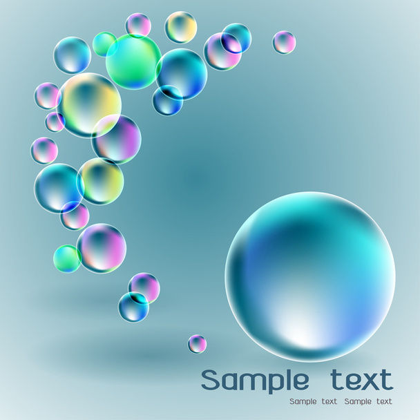 Transparent soap bubble on gray background - Vector, afbeelding