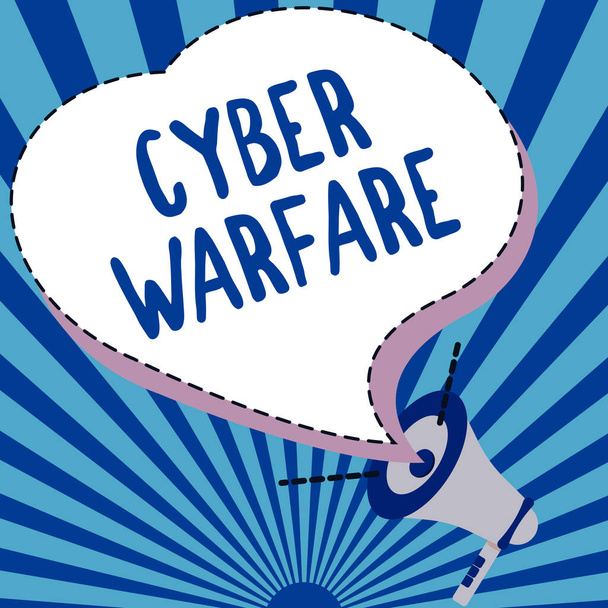 Inspiración mostrando signo de guerra cibernética. Enfoque de negocio Virtual War Hackers System Ataques Ladrón digital acosador Ilustración de un altavoz megáfono fuerte Hacer nuevos anuncios - Foto, imagen