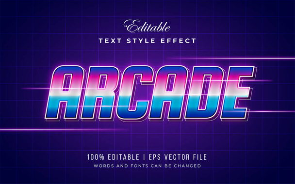 Retroondas vintage moderno o efecto de texto editable de onda sintética 80s texto retro - Vector, imagen