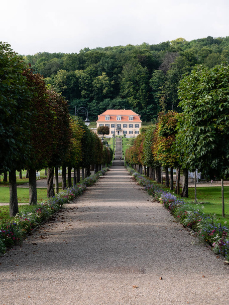 Bad Bruckenau, Bavaria, Germany - September 16 2021: Schlosspark Garden and Park at State Spa Bad Brueckenau or Staatsbad Bad Brckenau and Fuerstenhof Villa - Photo, Image