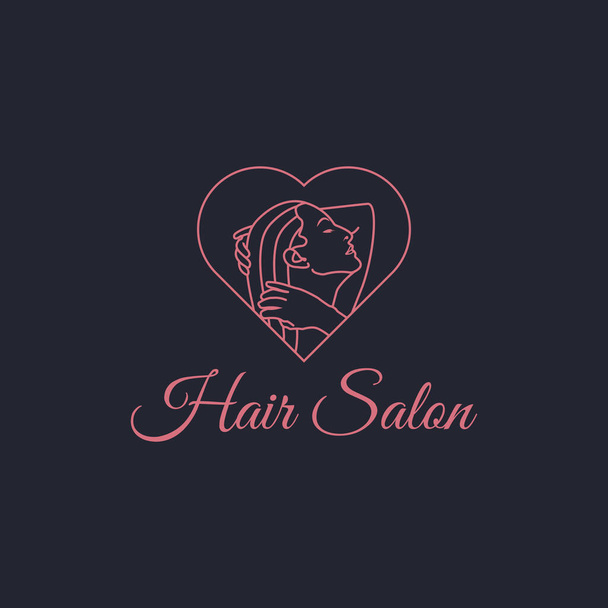 Minimalist love hair salon logo vector, Perfect to use for beauty, salon, cosmetology, cosmetics business. - Vector, Imagen