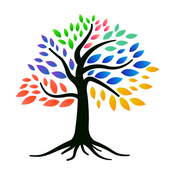 colorful tree with leaves vector icon symbol design - Вектор,изображение