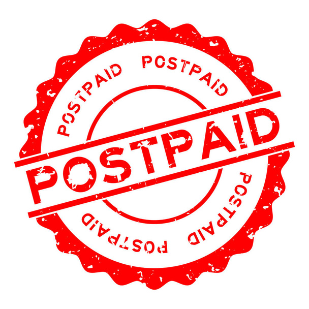 Grunge vermelho pós-pago palavra redonda selo de borracha no fundo branco - Vetor, Imagem