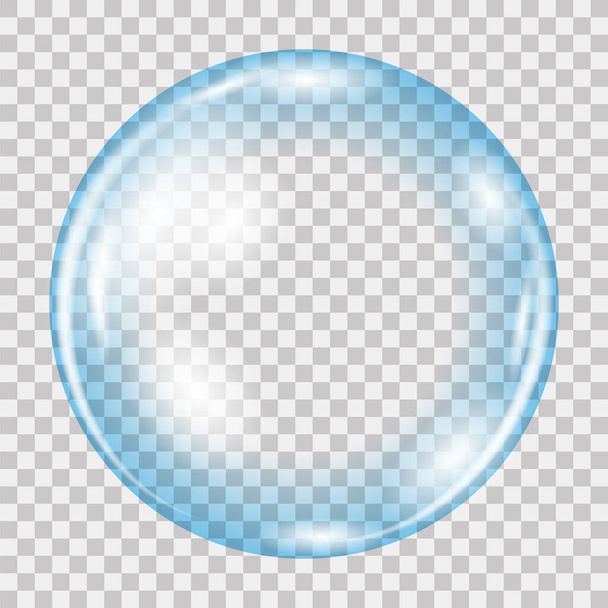 Transparent Circle Soap Bubble Icon on Grey Checkered Background - Vector, Imagen