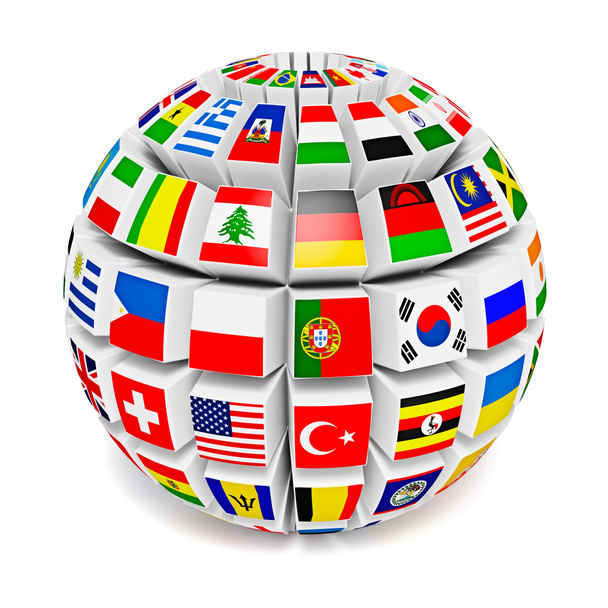 Globe sphère avec des drapeaux du monde
 - Photo, image