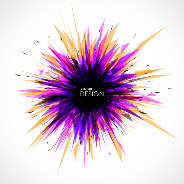 Abstract futuristic explosion with colorful triangles. Broken geometric triangular shapes. Vector illustration - ベクター画像