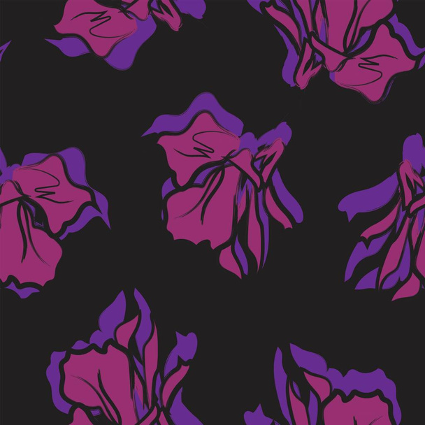 Квіткові мазки пензлем безшовний візерунок для модного текстилю, графіки, фону та ремесел
 - Вектор, зображення