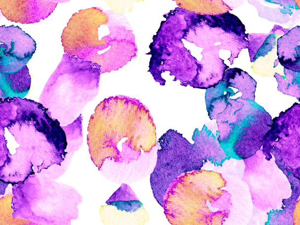 Proton Purple Kukka Ayurveda Pattern. Vesiväri Citrus Orange kukkivat kukat ja lehdet. Summer Vintage Tausta. Bio Jasmin saumaton kuvio. Vilkas Sakura ja Jasmine Print. - Valokuva, kuva