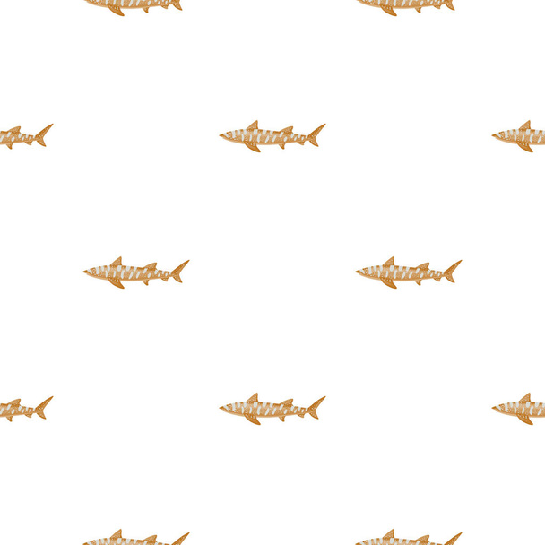 Leopard shark seamless pattern in scandinavian style. Marine animals background. Vector illustration for children funny textile prints, fabric, banners, backdrops and wallpapers. - Vector, Imagen