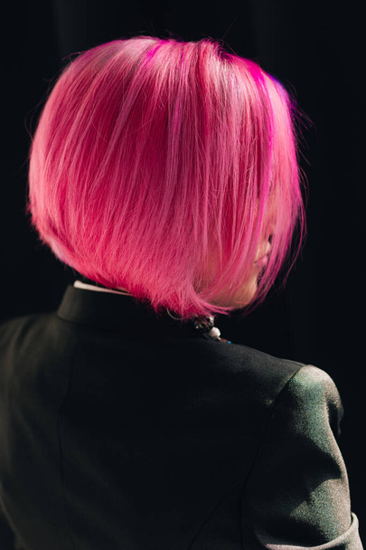 Back view of Pretty Girl with pink hair - Photo, Image
