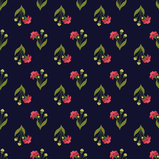 Seamless Floral Print of Sandalwood Botanical Motifs. Vector Seamless Pattern. - Vektor, kép