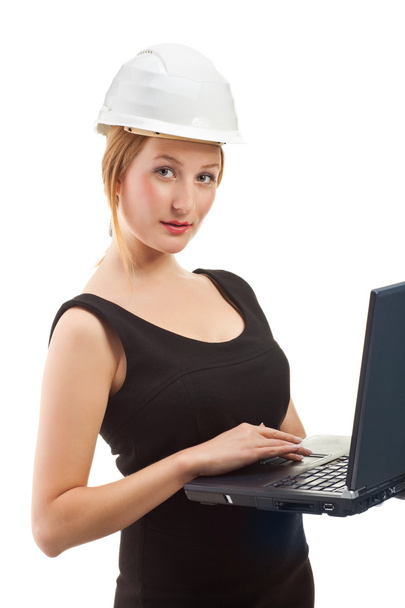Engineer with laptop isolated on white - Photo, Image
