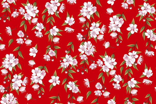 Seamless spring pattern with cherry blossom - ベクター画像