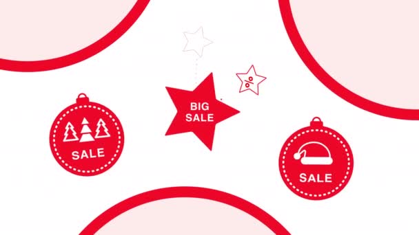 4k video of three sales posters in shape of Christmas decorations. - Footage, Video