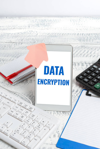 Writing displaying text Data Encryption. Conceptual photo Symmetrickey algorithm for the encrypting electronic data Typing New Ideas Business Planning Idea Voice And Video Calls - Фото, изображение