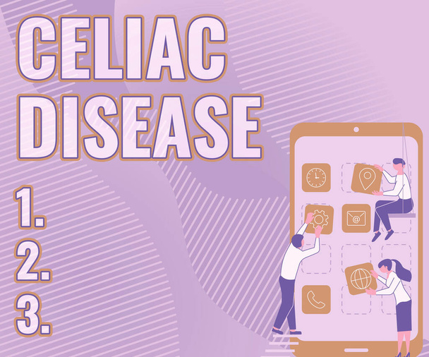 Teksten met Celiac Disease. Internet Concept auto-immuunziekte die voornamelijk invloed heeft op de dunne darm -42546 - Foto, afbeelding
