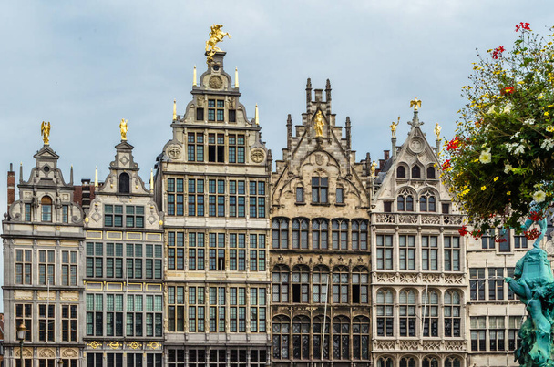 The Grote Markt (Great Market Square) of Antwerp, Belgium, with old guild houses - Photo, Image