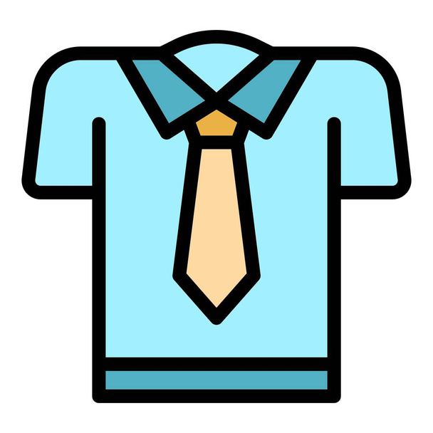 School shirt icon color outline vector - Vektör, Görsel
