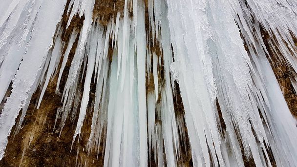 Close up of icicle at icefall Rotes Tor, Rankweil, Vorarlberg. - Photo, Image