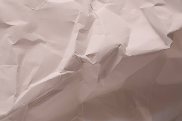 White creased crumpled paper background grunge texture backdrop - Zdjęcie, obraz