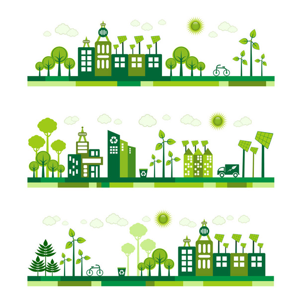 Green Eco city living concept banners. - Vektor, Bild