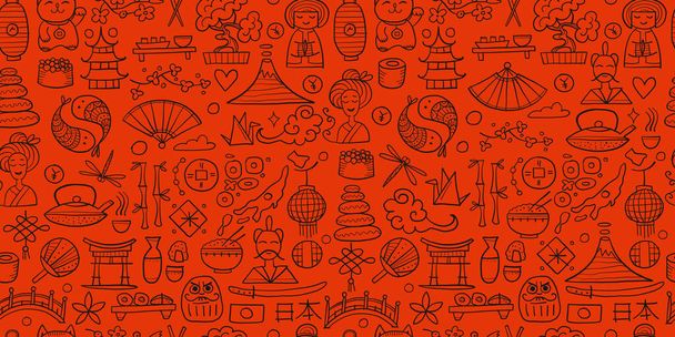 Japanese traditions and culture. Seamless Pattern for your design - Wektor, obraz