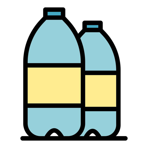 Recyclable bottles icon color outline vector - Vecteur, image