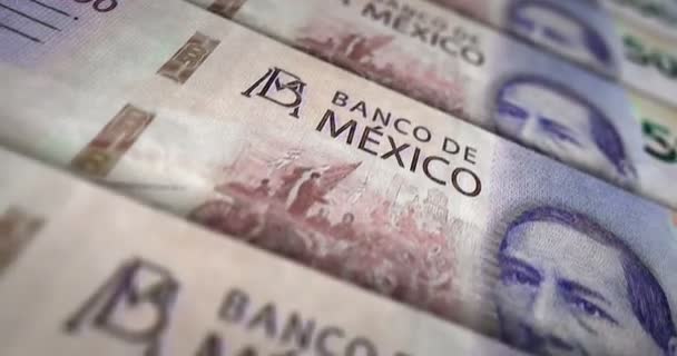 Mexikó Pesos bankjegy hurok. MXN pénz textúra. A gazdaság, az üzlet, a válság, a bankok, a recesszió, az adósság és a finanszírozás fogalma. Lépjünk tovább. Loopable zökkenőmentes 3D animáció. - Felvétel, videó
